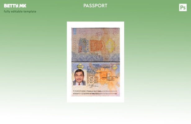 Шаблон за пасош на Тувалу во модерен стил